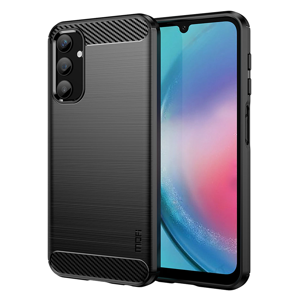 MOFI JK TPU Series-1 til Samsung Galaxy A25 5G telefoncover børstet kulfiber tekstur TPU telefoncover MOFI JK TPU Series-1 til Samsung Galaxy A25 5G telefoncover børstet kulfiber tekstur TPU telefoncover